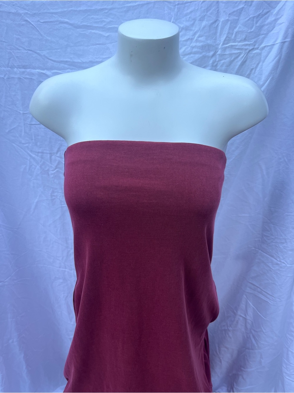 Zara Strapless Cotton Dress w/Pockets. Burgundy. Size S
